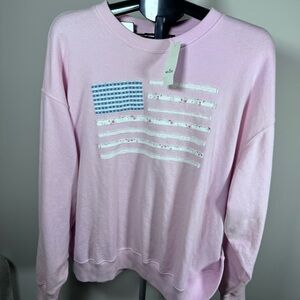 Hollister Pastel Pink Flag Graphic Crewneck Sweatshirt